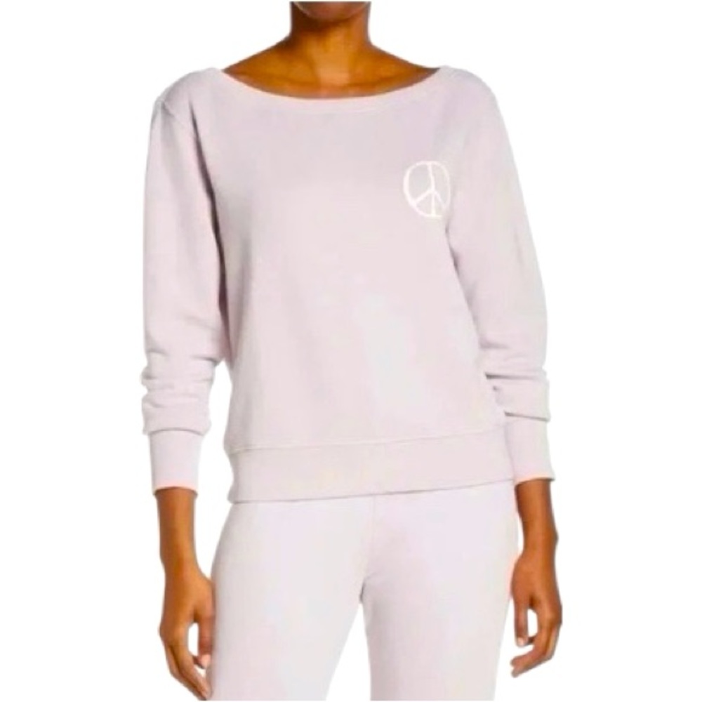 NWT Spiritual Gangster Women’s Lavender Purple Boatneck Peace Sweatshirt sz XL